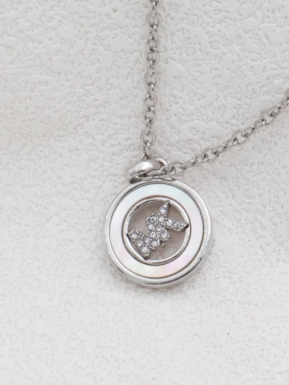 Michael Kors Crystal Logo Triple Charm Necklace NEW